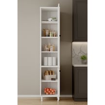 Aeka Ae-2028 Soft 2 Kapaklı Raflı Dar Yüksek Boy Banyo Çok Bölmeli Depolama Dolabı 40x180 Cm Çok Amaçlı Dolap Beyaz