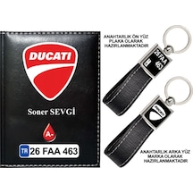 Plakanıza Özel Ducatı Logolu Siyah Ruhsat Kabı Ve Anahtarlık