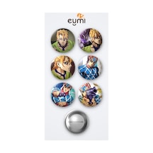 Jojo Pannacotta Fugo Anime Ve Guido Mista 6'lı Metal Rozet Seti 58mm İğneli Buton Çanta Yaka Rozeti Çok Renkli