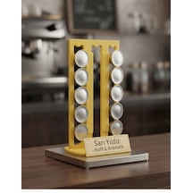3d Tasarım Nespresso Uyumlu Kahve Kapsül Standı - Kafe Tipi Döner Ve Çubuklu Tutucu Sarı