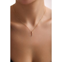 Taşlı J Harf Kilitli Charm Kolye Ucu