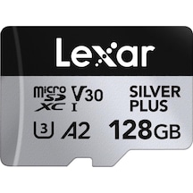 ﻿Lexar 128 GB Silver Plus 205 MB/s 4K V30 Uhsı Micro SD Hafıza Kartı