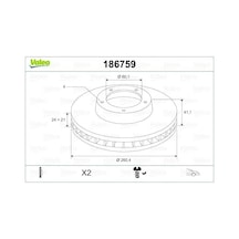 Opel Combo Fren Diski On 2001-2012 Valeo 186759 2adettir