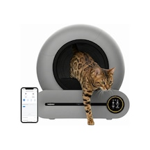 Msp01 Gri Akıllı Otomatik Kedi Tuvaleti, App Kontrol, 65lt Hazne, 9lt Atık Haznesi,iyonizer Kötü Koku Giderici