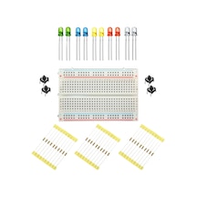 Rakunrobotik Orta Boy Breadboard - 10 Adet Karışık Led - 30 Adet Direnç - 4 A