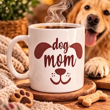 Dog Mom Kupa Model 185 Köpek Annesi Temalı Porselen Kahve Kupası Köpek Severlere Hediye Kupa Diğer