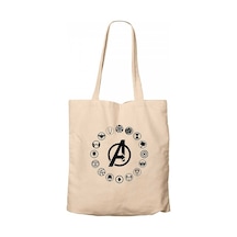 Avengers Heroes Logo Krem Kanvas Bez Çanta Krem