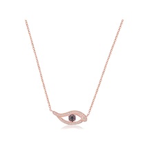 Zirkon Taşlı Pırlanta Montür Rose Altın Kaplamalı Göz Desenli Gümüş Kolye Gold - Rose Gold - Gümüş