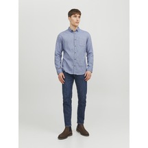 Jack & Jones Erkek Dügme Kapamali Düz Renk Gömlek - Classic - 12235974 Faded Denim