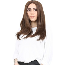 Kahkülsüz Fiber Sentetik Orta Boy Düz Peruk / Kahve Karamel - Joby-462159 Renkli