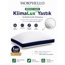 Morphello Klimalux Birinci Sınıf Klimalı Yastık 50x70 Cm 800 Gr Silikon Elyaf Dolgulu Nefes Alan Yan Spacer Makinede Yıkanabilir Beyaz-lacivert Spacer