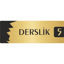 Metal Departman Kapı İsimliği, Yönlendirme Levhası Derslik 5 7x20 Cm Altın Renk