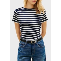 Tommy Hilfiger Bayan T Shirt Ww0ww49250 0x3 Lacivert-beyaz
