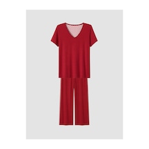 Lcw Dream Kırmızı V Yaka Puantiyeli Kadın Pijama Takım