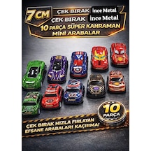 Oyuncak AVENGERS Temalı 10 Lu Kutulu Çek Bırak Metal Car 7 cm Araba Seti