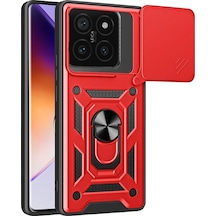Durukar Mi 14t Pro Kılıf Pars Lens Yüzüklü Silikon - Kırmızı