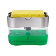 Gümüş-mutfak Aletleri Taşınabilir Deterjan Dispenseri Seti Mutfak Bulaşık Sabunu Kutusu İle Sünger Tutucu El Basın Köpük Sabunluk Pompası