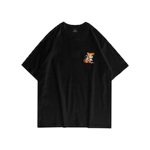 Flood Of Style Unisex Miles Tails Prower Sonick Siyah Tshirt