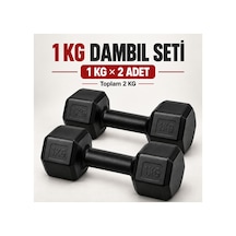 1 Kg X 2 Adet Siyah Altıgen Dambıl Seti Toplam 2 Kg