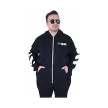 Moc Grande Mocgrande Büyük Beden Kapüşonlu Fermuarlı 3ip Sweat Mg 25718 Sıyah Siyah