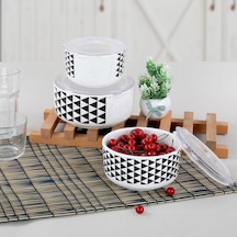 Keramika Trigon Kera Baharat Seti 12-14-16 CM 3 Parça Beyaz - Siyah