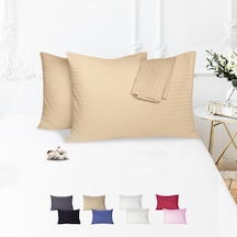 %100 Pamuk Çizgili Saten Yastık Kılıfı 50 X 70 Cm 2'li Paket Balköpüğü Genel