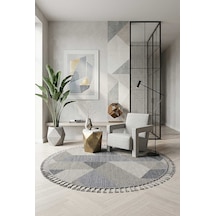 Frenda Home Oslo Pinterest İskandinav Desenli Yuvarlak Halı 19477 Gri Mavi