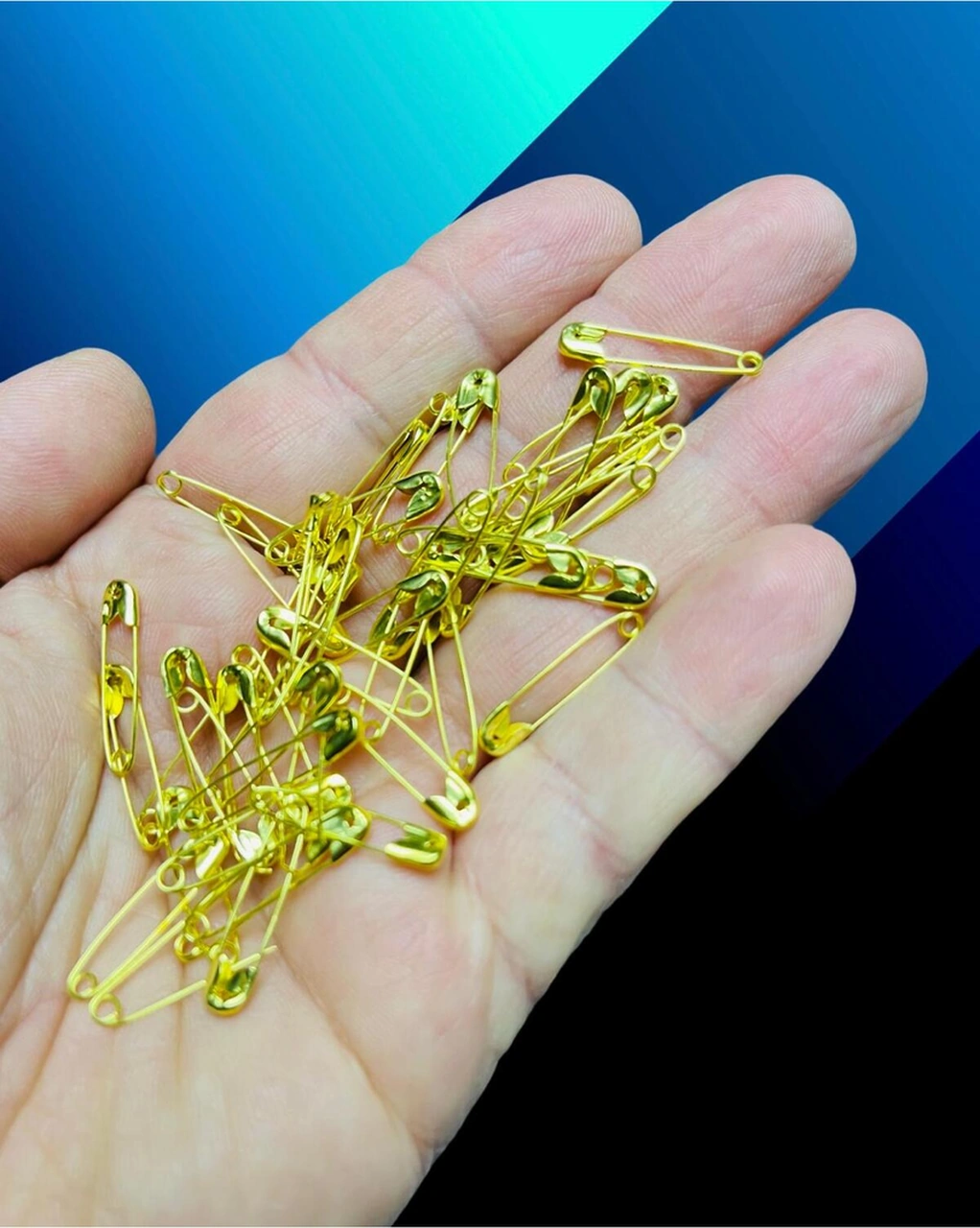 Küçük Boy Gold Çengelli Iğne - Eşarp İğnesi - Şal İğnesi - 50 Adet -