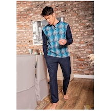 Jiber Erkek Düğme Yaka Kışlık Pijama Takımı 15080 - 1 Adet 001