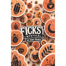 Mistik Sticker Seti - 24 Adet Yuvarlak Etiket Çıkartma Diğer