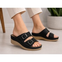 Papucumun Dünyası Kadın Yumuşak Rahat İç Taban Günlük Ev Bahçe Anatomik Ortopedik Terlik Siyah