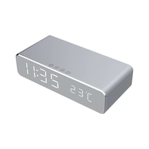 Tenfowee Kablosuz Şarjlı Led Ekranlı Çift Alarmlı Dijital Saat Ve Termometre