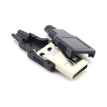 Plastik Muhafazalı Lehim Tipi 4 Pin USB A Erkek Fiş