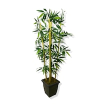 Cihan Çiçekçilik Yapay Bambu Ağaç 110 Cm 5 Bambulu Siyah Saksı Beyaz- Yeşil