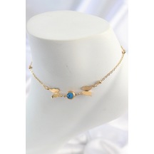 316l Çelik Gold Renk Kelebek Nazar Boncuk Figür Kadın Halhal Çok Renkli