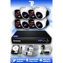 Picam 8 Kameralı Panda 4 İç Kamera Set 1 TB HDD Full HD Gece Görüşlü Güvenlik Kamerası Sistemi
