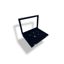 Richbox Yüzük Çantrası Kol Düğmesi Takı Kutusu Alcantara Siyah