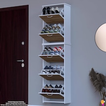 Modilayn Verve Asma Kapı Önü 52x194x26 Cm Lik 5 Düşer Kapak 10 Göz Bölmeli Ayakkabılık Beyaz - Meşe