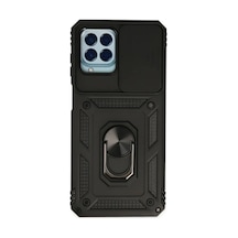 Jenerik Samsung Galaxy Uyumlu M33 Kılıf Pars Lens Yüzüklü Silikon - Siyah