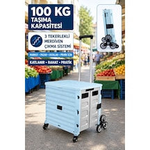 100 Kg Taşıma Kapasiteli Katlanır 3 Tekerlekli Merdiven Çıkan Market Pazar Ve Yük Taşıma Arabası Pz100