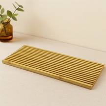 Çift Taraflı Ahşap Bambu Sunum Tepsisi 17x39 Cm Çok Renkli
