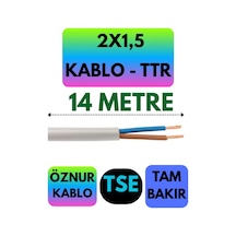 Öznur 2x1,5 Ttr Kablo Beyaz Metre Seçenekli - 14 Metre