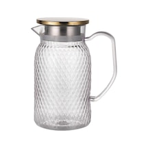 Suntek İçecek Sürahisi Soğuk Su Şeffaf Sürahi Çelik-kapak-altın