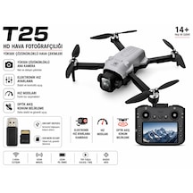 T25 Hd Hava Fotoğrafçılığı Dron Wi-fi Cam 2.4ghz Tek Tuş İniş Kalkış Ekranlı Kumanda Optik Akış Konum Belirleme Drone Usb+hafıza Kart Elektronik Hız Ayarlama Engel Algılama