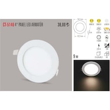Cata Ct-5146 9 Watt Slim Led Panel Armatür %100 Alüminyum Kasa Beyaz