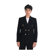 Cengiz İnler Kruvaze Metal Düğme Slim Fit Lycra Erkek Ceket 001