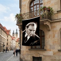 Mustafa Kemal Atatürk Altın İmzalı Poster Poster Bayrak Premium Raşel Kumaş Ata42 Diğer