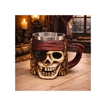 5 Adet Korsan Kupa Bardak 3d Kuru Kafa Tasarımlı Dekoratif Kupa Çelik İçli Macera Severler İçin Mug Pirate Diğer