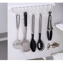 Ayarlanabilir Kendinden Yapışkanlı 10 Kancalı 40 Cm Pratik Askı Mutfak Banyo Takı Askısı Plastik Bey Diğer