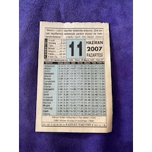 11 Haziran 2007 Takvim Yaprağı - Nostalji Koleksiyonluk Takvim Yaprağı